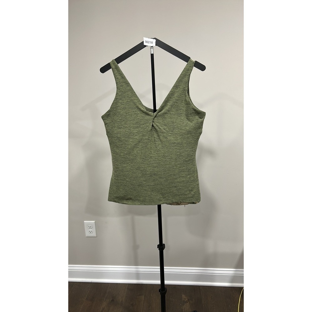 Sincerely Jules Active Olive Green Marled V-Neck Tank Top XL Athleisure